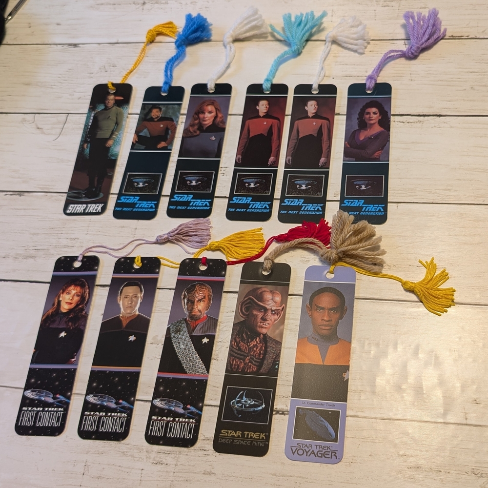 Vintage Lot of 90s Star Trek Bookmark with Tassel - TNG, First Contact